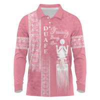 Personalized Adinkra Akan Culture Long Sleeve Polo Shirt Women's Day Duafe Symbol