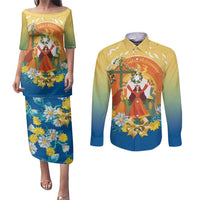Sverige Glad Midsommar Couples Matching Puletasi and Long Sleeve Button Shirt Majstang Dancing