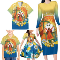 Sverige Glad Midsommar Family Matching Long Sleeve Bodycon Dress and Hawaiian Shirt Majstang Dancing