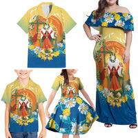 Sverige Glad Midsommar Family Matching Off Shoulder Maxi Dress and Hawaiian Shirt Majstang Dancing