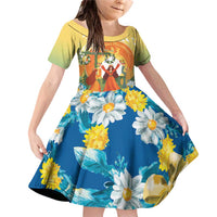 Sverige Glad Midsommar Family Matching Off Shoulder Short Dress and Hawaiian Shirt Majstang Dancing