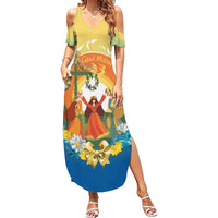 Sverige Glad Midsommar Family Matching Summer Maxi Dress and Hawaiian Shirt Majstang Dancing