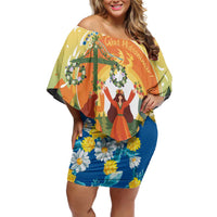 Sverige Glad Midsommar Off Shoulder Short Dress Majstang Dancing