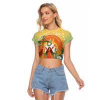 Sverige Glad Midsommar Raglan Cropped T Shirt Majstang Dancing