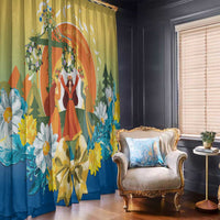 Sverige Glad Midsommar Window Curtain Majstang Dancing