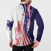 Fourth Of July USA Button Sweatshirt American Dream - Statue Of Liberty
