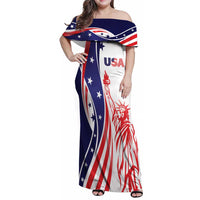 Fourth Of July USA Family Matching Off Shoulder Maxi Dress and Hawaiian Shirt American Dream - Statue Of Liberty