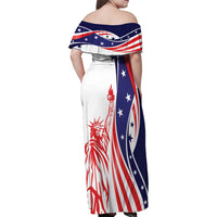 Fourth Of July USA Family Matching Off Shoulder Maxi Dress and Hawaiian Shirt American Dream - Statue Of Liberty