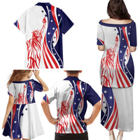 Fourth Of July USA Family Matching Puletasi and Hawaiian Shirt American Dream - Statue Of Liberty