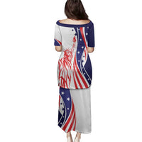 Fourth Of July USA Family Matching Puletasi and Hawaiian Shirt American Dream - Statue Of Liberty