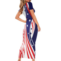 Fourth Of July USA Family Matching Short Sleeve Bodycon Dress and Hawaiian Shirt American Dream - Statue Of Liberty