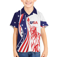 Fourth Of July USA Family Matching Short Sleeve Bodycon Dress and Hawaiian Shirt American Dream - Statue Of Liberty