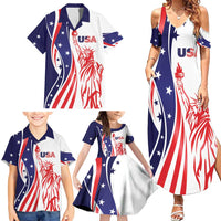 Fourth Of July USA Family Matching Summer Maxi Dress and Hawaiian Shirt American Dream - Statue Of Liberty