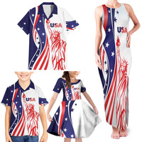 Fourth Of July USA Family Matching Tank Maxi Dress and Hawaiian Shirt American Dream - Statue Of Liberty