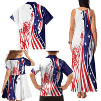 Fourth Of July USA Family Matching Tank Maxi Dress and Hawaiian Shirt American Dream - Statue Of Liberty