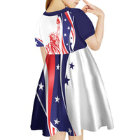 Fourth Of July USA Kid Short Sleeve Dress American Dream - Statue Of Liberty