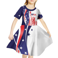 Fourth Of July USA Kid Short Sleeve Dress American Dream - Statue Of Liberty