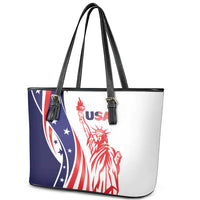 Fourth Of July USA Leather Tote Bag American Dream - Statue Of Liberty
