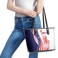 Fourth Of July USA Leather Tote Bag American Dream - Statue Of Liberty