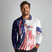 Fourth Of July USA Long Sleeve Polo Shirt American Dream - Statue Of Liberty