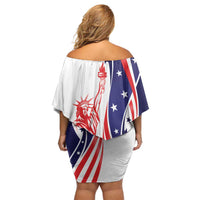 Fourth Of July USA Off Shoulder Short Dress American Dream - Statue Of Liberty