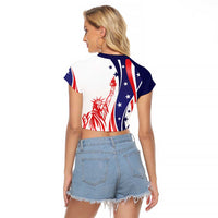 Fourth Of July USA Raglan Cropped T Shirt American Dream - Statue Of Liberty