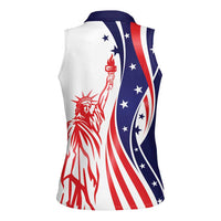 Fourth Of July USA Women Sleeveless Polo Shirt American Dream - Statue Of Liberty