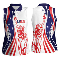 Fourth Of July USA Women Sleeveless Polo Shirt American Dream - Statue Of Liberty