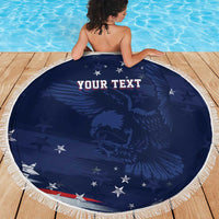 Personalized Fourth Of July USA Beach Blanket The Stars and Eagle