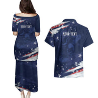 Personalized Fourth Of July USA Couples Matching Puletasi and Hawaiian Shirt The Stars and Eagle