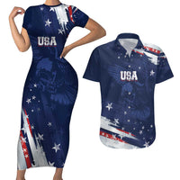 Personalized Fourth Of July USA Couples Matching Short Sleeve Bodycon Dress and Hawaiian Shirt The Stars and Eagle