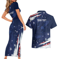 Personalized Fourth Of July USA Couples Matching Short Sleeve Bodycon Dress and Hawaiian Shirt The Stars and Eagle