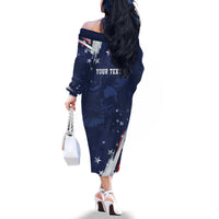 Personalized Fourth Of July USA Family Matching Off The Shoulder Long Sleeve Dress and Hawaiian Shirt The Stars and Eagle