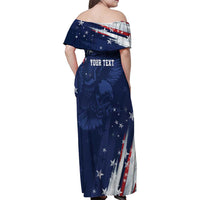 Personalized Fourth Of July USA Family Matching Off Shoulder Maxi Dress and Hawaiian Shirt The Stars and Eagle