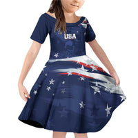Personalized Fourth Of July USA Family Matching Off Shoulder Short Dress and Hawaiian Shirt The Stars and Eagle