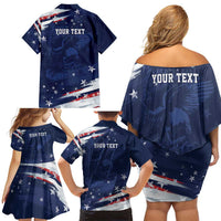 Personalized Fourth Of July USA Family Matching Off Shoulder Short Dress and Hawaiian Shirt The Stars and Eagle