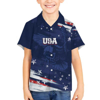 Personalized Fourth Of July USA Family Matching Off Shoulder Short Dress and Hawaiian Shirt The Stars and Eagle