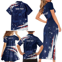 Personalized Fourth Of July USA Family Matching Short Sleeve Bodycon Dress and Hawaiian Shirt The Stars and Eagle
