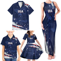 Personalized Fourth Of July USA Family Matching Tank Maxi Dress and Hawaiian Shirt The Stars and Eagle