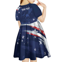Personalized Fourth Of July USA Kid Short Sleeve Dress The Stars and Eagle