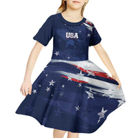 Personalized Fourth Of July USA Kid Short Sleeve Dress The Stars and Eagle