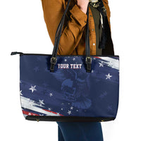 Personalized Fourth Of July USA Leather Tote Bag The Stars and Eagle
