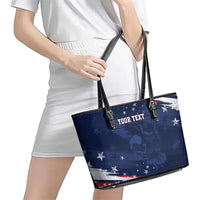 Personalized Fourth Of July USA Leather Tote Bag The Stars and Eagle