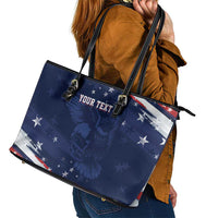 Personalized Fourth Of July USA Leather Tote Bag The Stars and Eagle