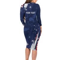 Personalized Fourth Of July USA Long Sleeve Bodycon Dress The Stars and Eagle