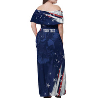 Personalized Fourth Of July USA Off Shoulder Maxi Dress The Stars and Eagle