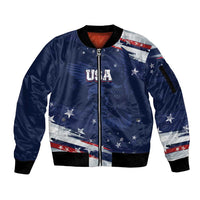 Personalized Fourth Of July USA Sleeve Zip Bomber Jacket The Stars and Eagle