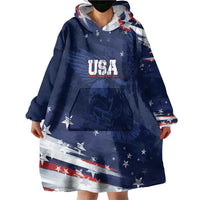 Personalized Fourth Of July USA Wearable Blanket Hoodie The Stars and Eagle