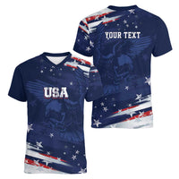 Personalized Fourth Of July USA Women V-Neck T-Shirt The Stars and Eagle