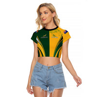 Personalised Australia Mix South Africa Rugby Raglan Cropped T Shirt Wallabies And Springboks - Champions Special Ver - Wonder Print Shop
